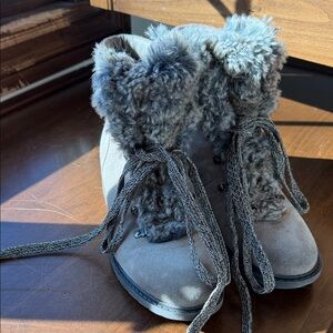 Sam Edelman Gray Fur-Lined Winter Boots